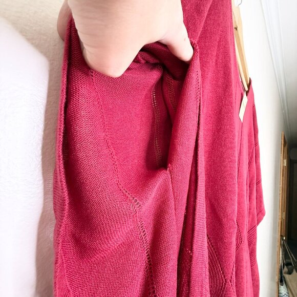 NWT Coldwater Creek Bateau Linen Blend Poncho Red Short Sleeve Sweater XL/1X - Picture 5 of 12